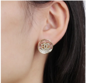 Chanel Crystal CC Round Earring