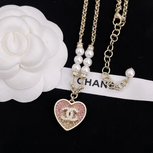 Chanel Crystal Heart Pendant Necklace