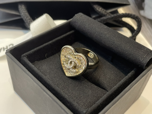 Chanel CC Crystals Heart Rings