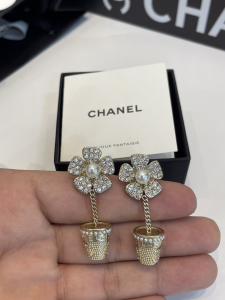 Chanel Crystals Flower Drop Earrings
