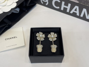 Chanel Crystals Flower Drop Earrings