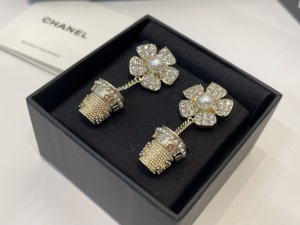 Chanel Crystals Flower Drop Earrings
