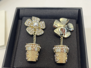 Chanel Crystals Flower Drop Earrings