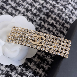 Chanel Gold CC Crystals Hair Clip