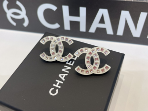 Chanel White CC Logo Earrings