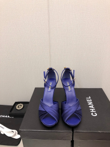 Chanel Blue Satin Heeled Sandal
