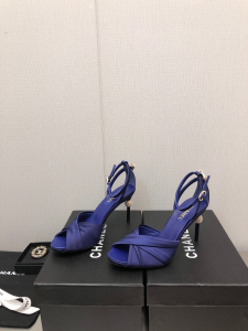 Chanel Blue Satin Heeled Sandal