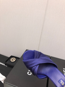 Chanel Blue Satin Heeled Sandal
