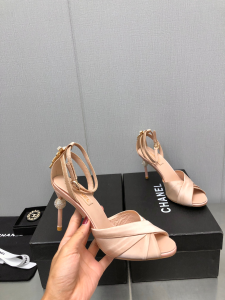 Chanel Pink Satin Heeled Sandal