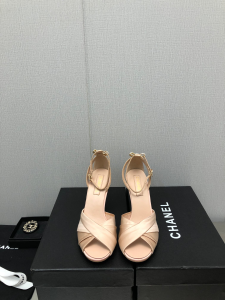 Chanel Pink Satin Heeled Sandal