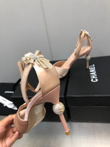 Chanel Pink Satin Heeled Sandal
