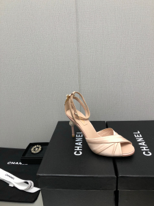 Chanel Pink Satin Heeled Sandal
