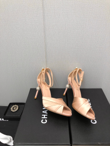Chanel Pink Satin Heeled Sandal