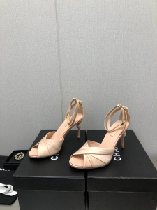 Chanel Pink Satin Heeled Sandal