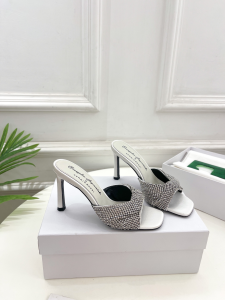 Sergio Rossi Evangelie Smyrniotaki Embellished Slip Sandal White 90MM Sergio Rossi Evangelie Smyrniotaki Embellished Slip Sandal White 90MM