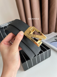 Zegna Leather Belt Black 35MM