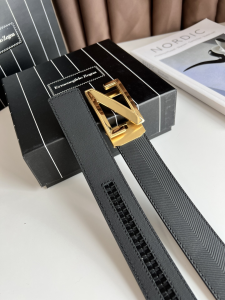 Zegna Leather Belt Black 35MM