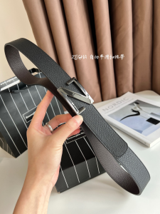 Zegna Leather Belt Black Brown 35MM