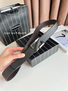 Zegna Leather Belt Black Brown 35MM