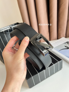 Zegna Leather Belt Black Brown 35MM