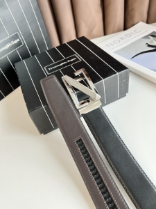 Zegna Leather Belt Brown Black 35MM