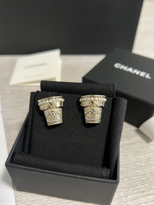 Chanel Crystal CC Flowerpot Earrings