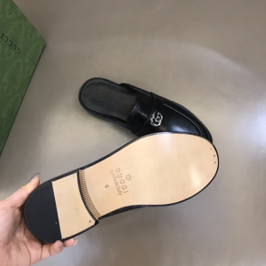 Gucci GG Black Leather Mules