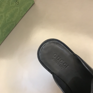 Gucci GG Black Leather Mules
