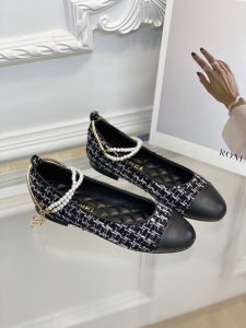 Chanel CC Black Tweed Ballet Flat
