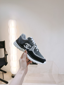 Chanel CC Gray and Fabric Sneakers