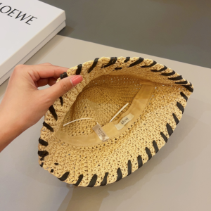 Celine Triomphe Beige Raffia Bucket Hat
