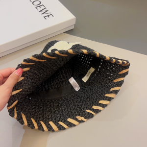 Celine Triomphe Black Raffia Bucket Hat