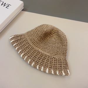 Celine Triomphe Gray Raffia Bucket Hat