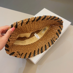 Celine Triomphe Tan Raffia Bucket Hat