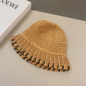 Celine Triomphe Tan Raffia Bucket Hat