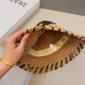 Celine Triomphe Tan Raffia Bucket Hat