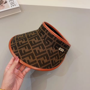 Fendi Brown FF Jacquard Visor Hat