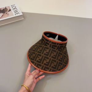 Fendi Brown FF Jacquard Visor Hat