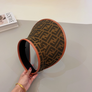 Fendi Brown FF Jacquard Visor Hat