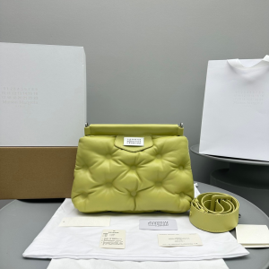 Maison Margiela Glam Slam Classique Small Leather Clutch Bag Yellow Green Maison Margiela Glam Slam Classique Small Leather Clutch Bag Yellow Green