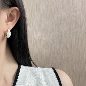 Celine Large Triomphe White Earrings