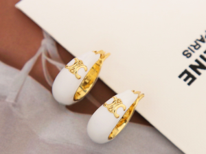 Celine Large Triomphe White Earrings