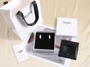 Celine Large Triomphe White Earrings