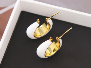 Celine Large Triomphe White Earrings