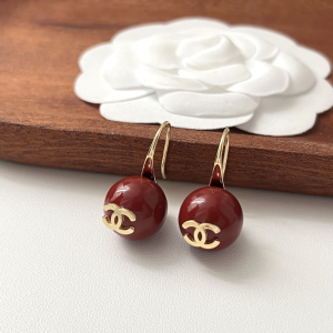 Chanel CC Red Pearl Earrings