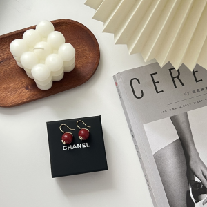 Chanel CC Red Pearl Earrings