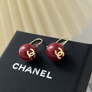 Chanel CC Red Pearl Earrings