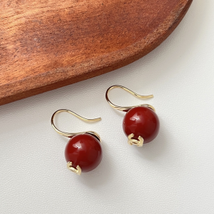 Chanel CC Red Pearl Earrings
