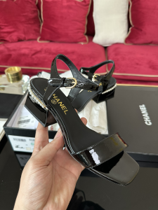 Chanel Patent Leather Sandal Black