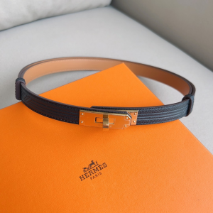 Hermes Kelly Buckle Leather Belt Black